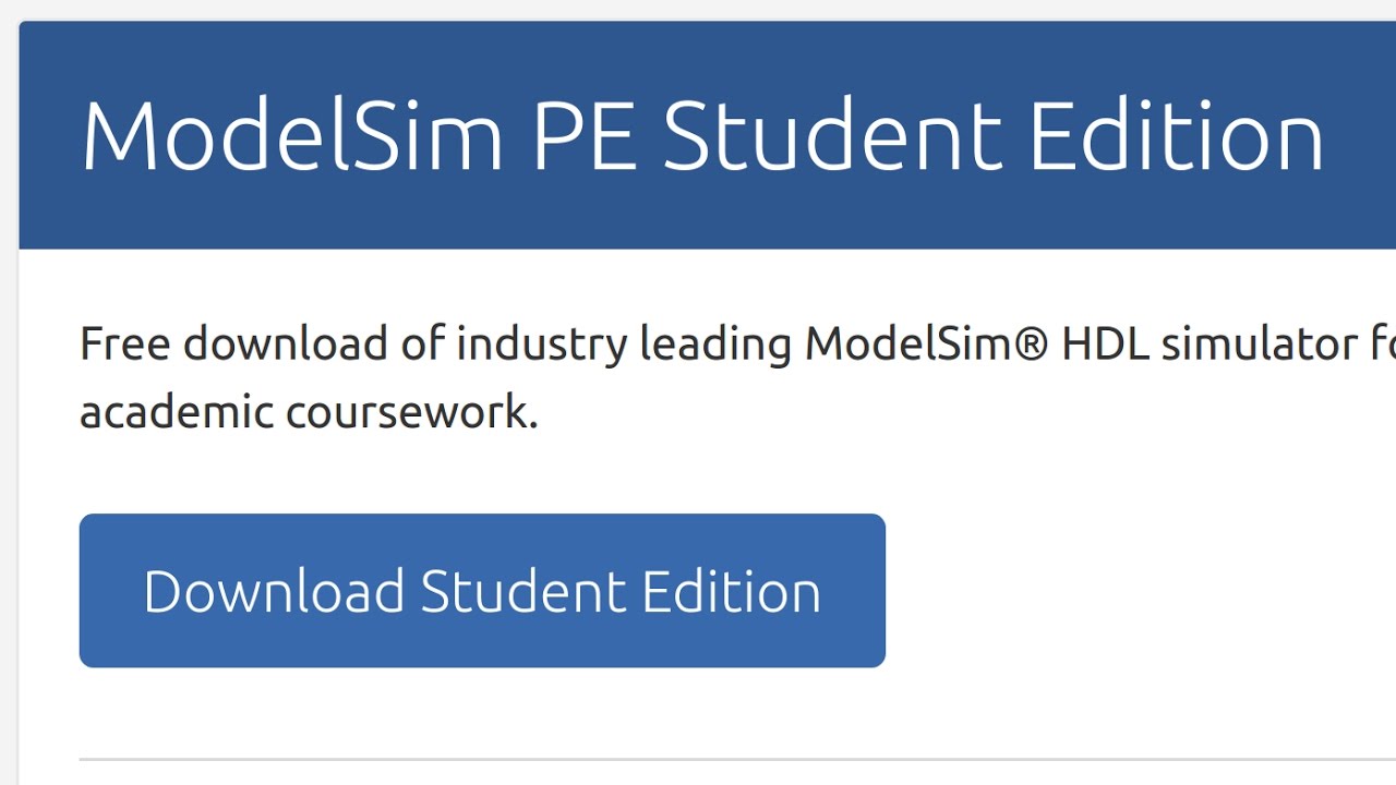 download modelsim student edition